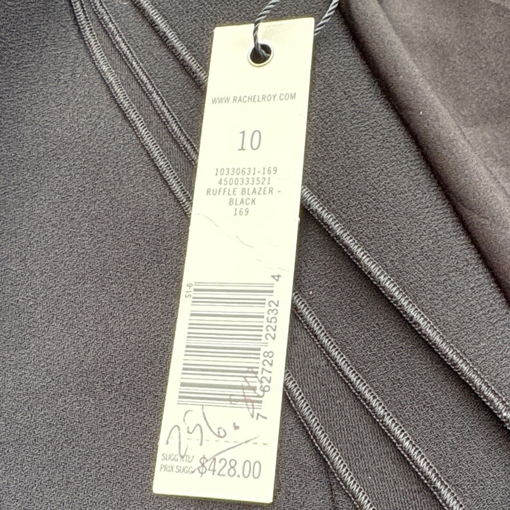 NWT high end Rachel Roy Black open front blazer size 10 - Picture 8 of 8
